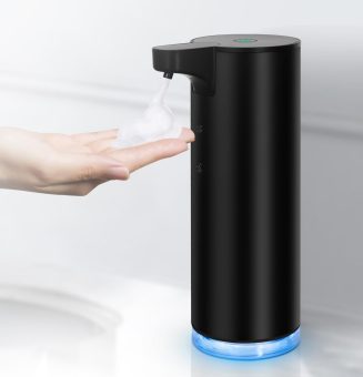 LAOPAO Automatic Soap Dispenser Foaming: Rechargeable Touchless Soap Dispenser Stainless Steel Foam Soap Dispenser for Bathroom Hand Soap Pump for Kitchen Xmas Gift, 9oz, Black