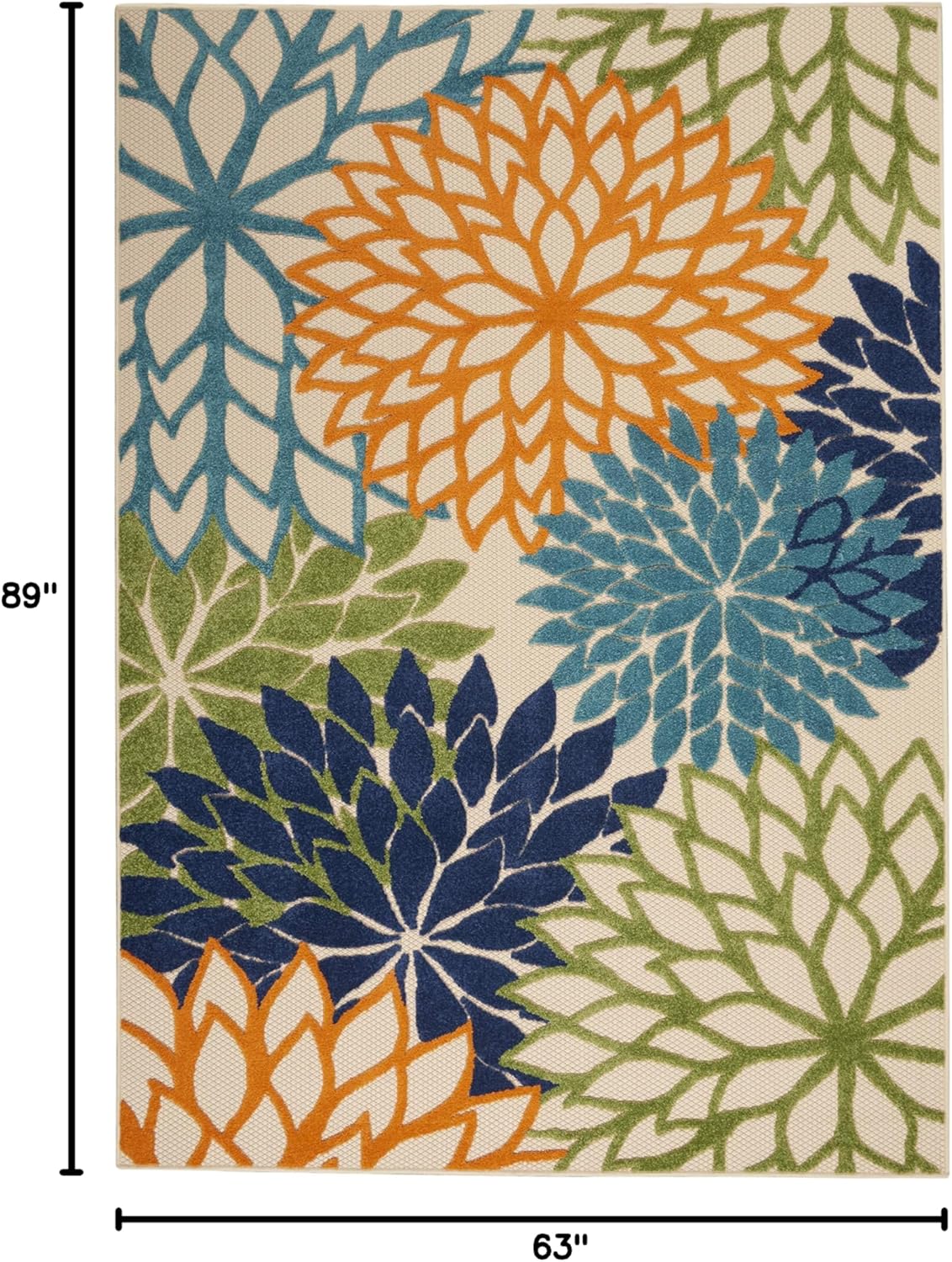 Nourison Aloha Indoor/Outdoor Multicolor 5'3" x 7'5" Area Rug, Tropical, Botanical, Easy Clean, Non Shedding, Bed Room, Living Room, Dining Room, Deck, Backyard, Patio (5x7) - Image 2