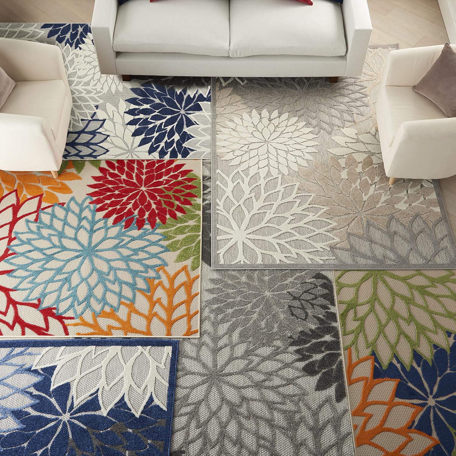 Nourison Aloha Indoor/Outdoor Multicolor 5'3" x 7'5" Area Rug, Tropical, Botanical, Easy Clean, Non Shedding, Bed Room, Living Room, Dining Room, Deck, Backyard, Patio (5x7) - Image 11
