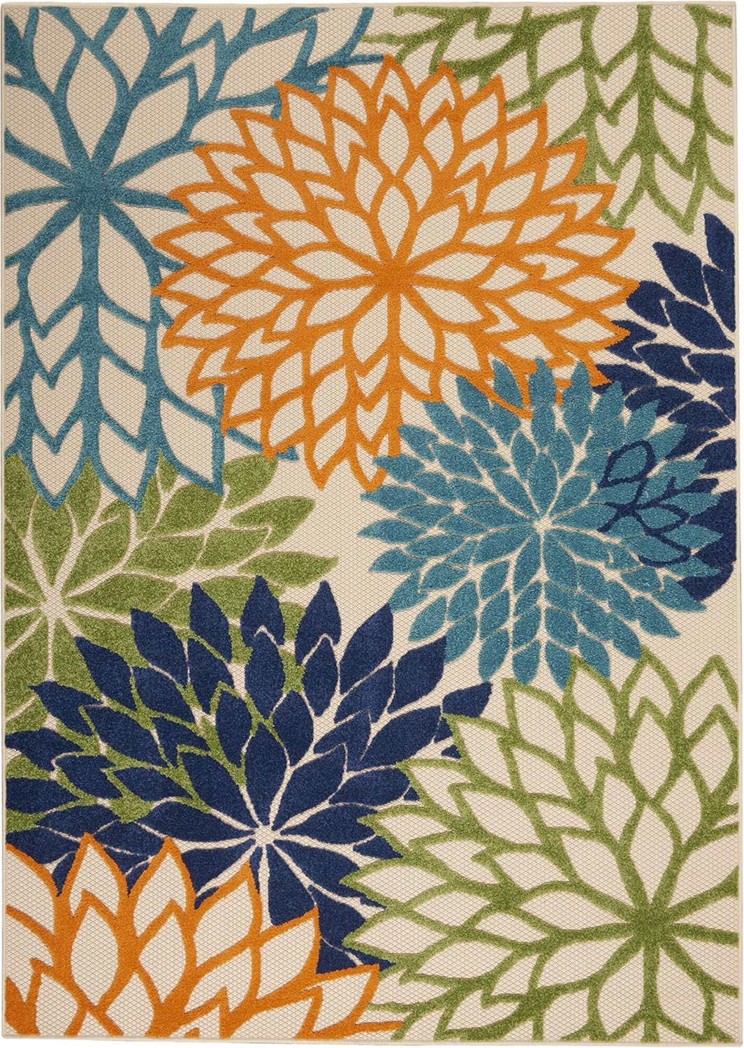 Nourison Aloha Indoor/Outdoor Multicolor 5'3" x 7'5" Area Rug, Tropical, Botanical, Easy Clean, Non Shedding, Bed Room, Living Room, Dining Room, Deck, Backyard, Patio (5x7) - Image 3