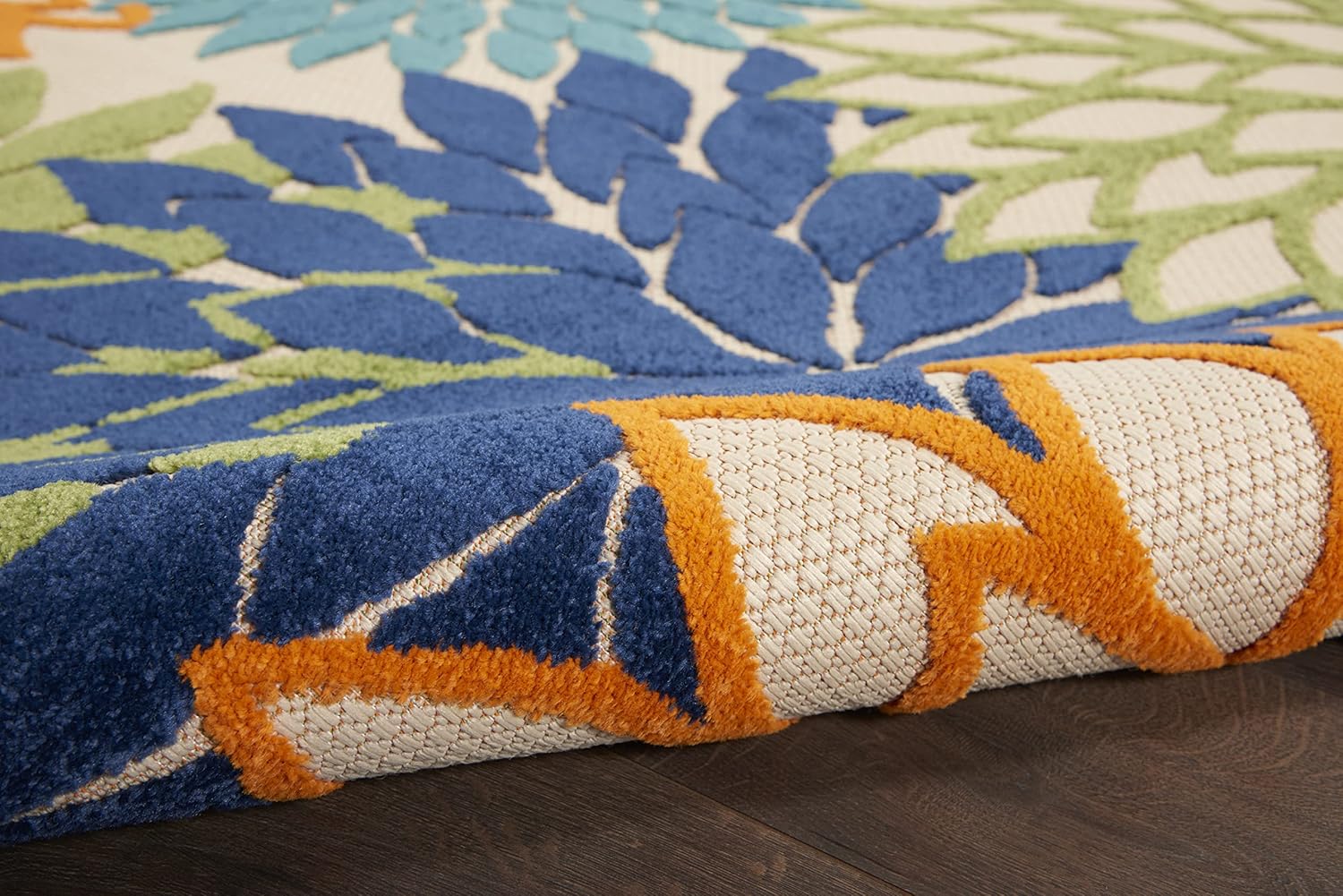 Nourison Aloha Indoor/Outdoor Multicolor 5'3" x 7'5" Area Rug, Tropical, Botanical, Easy Clean, Non Shedding, Bed Room, Living Room, Dining Room, Deck, Backyard, Patio (5x7) - Image 9
